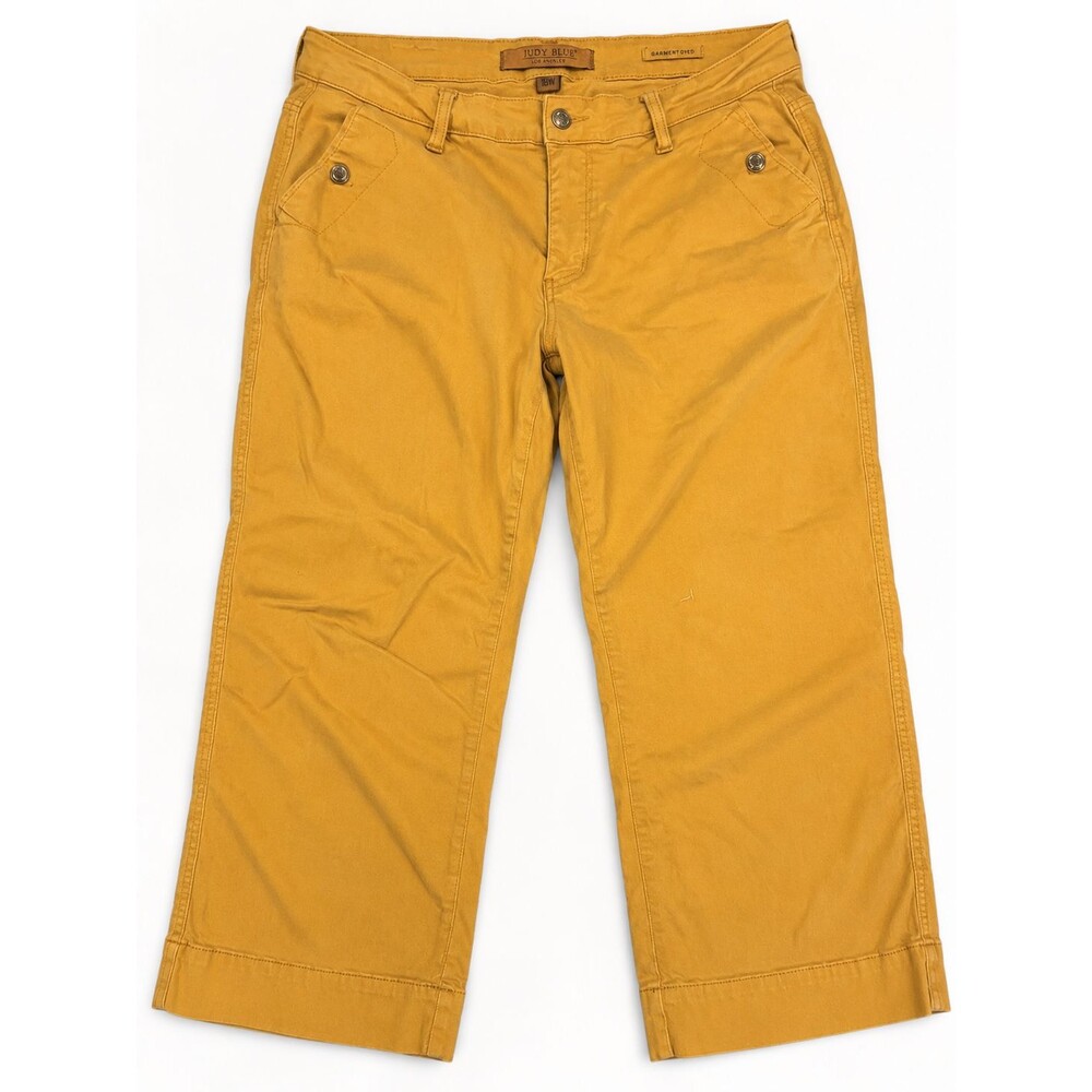 Judy Blue 18W Mustard Marigold Wide Leg Cropped Pants Stretch JB88640 C